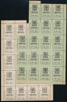 1945 Rákospalota városi illeték 1P 18-as ívdarab és 5P teljes ív (hiányos ívszéllel / missig margin)