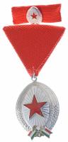 1985. "A Munka Érdemrend ezüst fokozata" zománcozott, ezüstözött bronz kitüntetés eredeti mellszalagon, miniatűrrel szalagsávon, eredeti (ragadós) tokban T:AU NMK 600