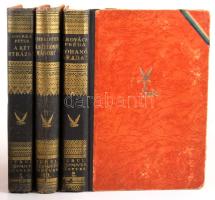 Turul Szépmíves Könyvek 3 kötet: Csukra Péter: A sárdombi háború, A két strázsa, B. Kovács Fréda: Rohanó áradt. Bp., Turul. Kiadói aranyozott félvászon-kötések, kopott borítókkal.