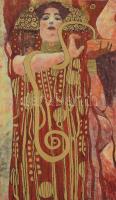 Jelzés nélkül, Gustav Klimt után: Hygieia. Vegyes technika, vászon. 50x30 cm.