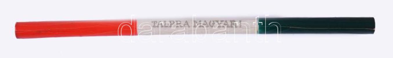 Schuler József Rt. Budapest piros-fehér-zöld ceruzája, h: 17,5 cm