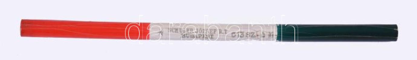 Schuler József Rt. Budapest piros-fehér-zöld ceruzája, h: 17,5 cm
