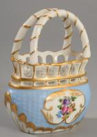 Herendi Nanking Bouquet mintás kosár kínáló, jelzett, hibátlan, m: 9 cm