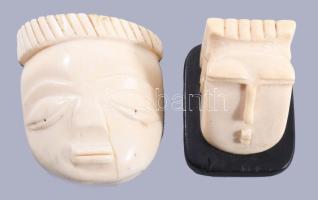 2 darab afrikai csont maszk, 5x4cm, 8x8 cm