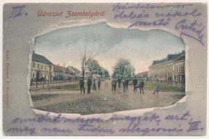 Zsombolya, Hatzfeld, Jimbolia; utca, üzletek. Perlstein F. kiadása / street view, shops (Rb)