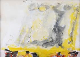 Misch Ádám (1935-1995): Egy nyári nap, 1983. Vegyes technika (akril, akvarell, ceruza), papír, jelez...