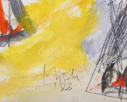 Misch Ádám (1935-1995): Egy nyári nap, 1983. Vegyes technika (akril, akvarell, ceruza), papír, jelez...