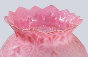 Antik nagyméretű savmaratott lámpabúra, sérüléssel, m: 23 cm