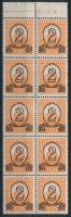1931 Kisegítő bélyegek (I.) 2/3f ívszéli tízes tömbben, 15-ös fogazással (36.000)