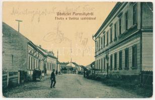 1917 Marosillye, Maros-Illye, Ilia; Fő utca, Vadász szálloda, piac. Pannonia könyvnyomda kiadása W.L. Bp. 2079. / main street, hotel, market (EK)