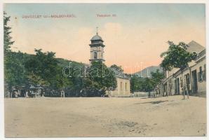 1908 Újmoldova, Neumoldowa, Bosneag, Moldova Noua; Templom tér. Zeller József kiadása / square, church (EK)