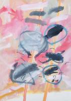 Misch Ádám (1935-1995): Bonni kép (cím nélkül), 1987. Vegyes technika, papír, jelezve jobbra lent. Ü...