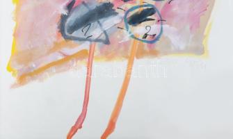 Misch Ádám (1935-1995): Bonni kép (cím nélkül), 1987. Vegyes technika, papír, jelezve jobbra lent. Ü...