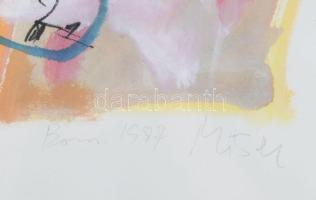 Misch Ádám (1935-1995): Bonni kép (cím nélkül), 1987. Vegyes technika, papír, jelezve jobbra lent. Ü...