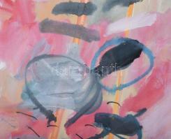 Misch Ádám (1935-1995): Bonni kép (cím nélkül), 1987. Vegyes technika, papír, jelezve jobbra lent. Ü...