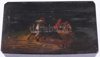 cca 1900 Festett fa díszdoboz, 9x14x8 cm