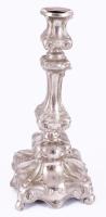 cca 1880-1900 Ezüstözött gyertyatartó, m: 25 cm
