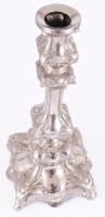cca 1880-1900 Ezüstözött gyertyatartó, m: 25 cm