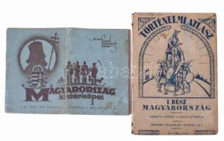 Magyarország kistérképei. Az 1943. évi Földrajzi zsebkönyv melléklete. [Budapest], 1943. Magyar Királyi Honvéd Térképészeti Intézet (ny.) 16 p. Haránt alakú kötet. Egyetlen kiadás. Bőséges lapszéli jegyzetapparátussal ellátott színes térképeink döntően két időszakra koncentrálnak, a magyarság megtelepedésére, illetve az 1938-1941. évi országbővülések utáni időszakra. A teljes Kárpát-medencét ábrázoló természetföldrajzi, tájnévi, meteorológiai térképek után az ország aktuális területét részletező néprajzi, vallási, közigazgatási, vasúti és közúti és idegenforgalmi térképe hajtásnyommal +   Németh József és Koch István dr.: Történelmi atlasz a magyar történelem tanításához. Kiadja: Magyar Földrajzi Intézet Rt., 32p