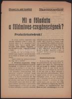 1919 Tanácsköztársaság, "Mi a föladata a földmíves-szegénységnek?" röplap