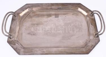 Szecessziós ezüstözött tálca, 40x25 cm