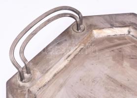 Szecessziós ezüstözött tálca, 40x25 cm