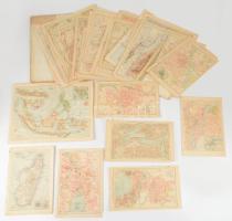 ca 1890-1920 Kb 50 db vegyes külföldi és magyar térkép részben Pallasok