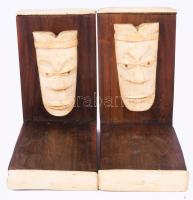 Art deco könyvtámasz pár csont rárakással, 15x16 cm