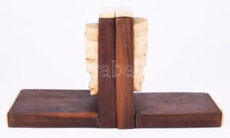 Art deco könyvtámasz pár csont rárakással, 15x16 cm