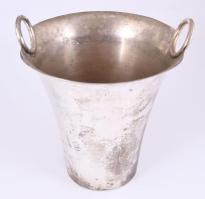 Nagyméretű antik ezüstözött pezsgős vödör, m: 26 cm