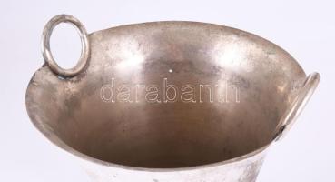Nagyméretű antik ezüstözött pezsgős vödör, m: 26 cm
