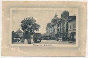 1915 Nagyvárad, Oradea; Rákóczi út, villamos. Sipos József kiadása / street, tram (felületi kopások / worn surface)