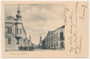 1903 Beszterce, Bistritz, Bistrita; Spitalgasse / Kórház utca. Th. Botschar / street view (EB)