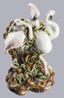 Nagyméretű porcelán flamingó csoport szobor, jelzés nélkül, hibátlan, m: 33 cm