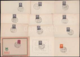 1938-1942 12 db Szent Jobb országa bélyegzés klf városokból