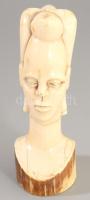 Afrikai csont fej asztaldísz, ragasztott, m: 13 cm