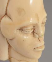 Afrikai csont fej asztaldísz, ragasztott, m: 13 cm