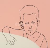 Fehér László (1953-): Fekete váza, 2007. Szitanyomat, papír, jelzett, próbanyomat, lap alján Fehér L...