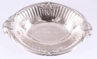 Art deco francia ezüstözött kínáló, jelzett, 35x24 cm