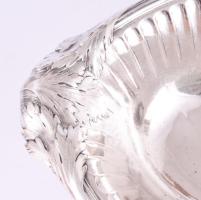 Art deco francia ezüstözött kínáló, jelzett, 35x24 cm