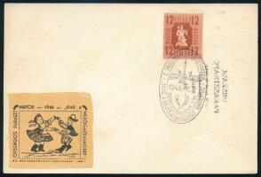 1946 Országos Paraszt Napok képeslap levélzáróval és alkalmi bélyegzéssel