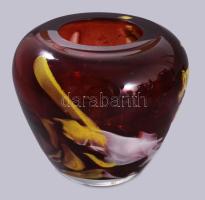 Verrerie d'Art de Soisy-sur-École francia művész üveg váza, jelzett, hibátlan, m: 9,5 cm