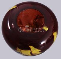 Verrerie d'Art de Soisy-sur-École francia művész üveg váza, jelzett, hibátlan, m: 9,5 cm