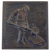 1940 k. "Emlék - Budapest-Salgótarjáni Gépgyár és Vasöntő R.T." kétoldalas Fe plakett (82x...