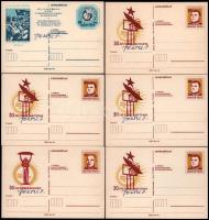 1974-1975 6 db díjjegyes levelezőlap Vertel József aláírásával