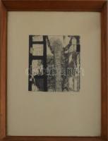 Maurer Dóra (1937-): Holtak háza (Pompeji sorozat 1.), 1963. Rézkarc, vegyes technika, papír, jelzet...