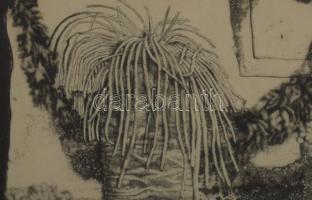 Maurer Dóra (1937-): Holtak háza (Pompeji sorozat 1.), 1963. Rézkarc, vegyes technika, papír, jelzet...