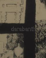 Maurer Dóra (1937-): Holtak háza (Pompeji sorozat 1.), 1963. Rézkarc, vegyes technika, papír, jelzet...