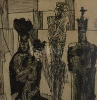 Würtz Ádám (1927-1994): Régiségbolt. Rézkarc, papír, jelzett, számozott: 50/30. Üvegezett fakeretben...