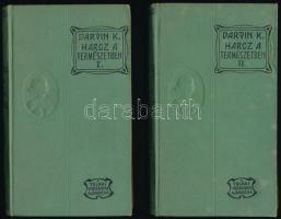 Darvin Károly: Harc a természetben I-II. kötet. A fajok eredete. Az ember származása. Életrajzi bevezetéssel ellátta és népszerűen átdolgozta: Mikes Lajos. Bp.,[1909], Magyar Kereskedelmi Közlöny, (Pallas-ny.), 128 p.; 144 p. Kiadói szecessziós egészvászon-kötésben, kopott, foltos borítóval.